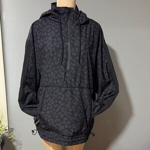Black Subtle Leopard Windbreaker Hoodie